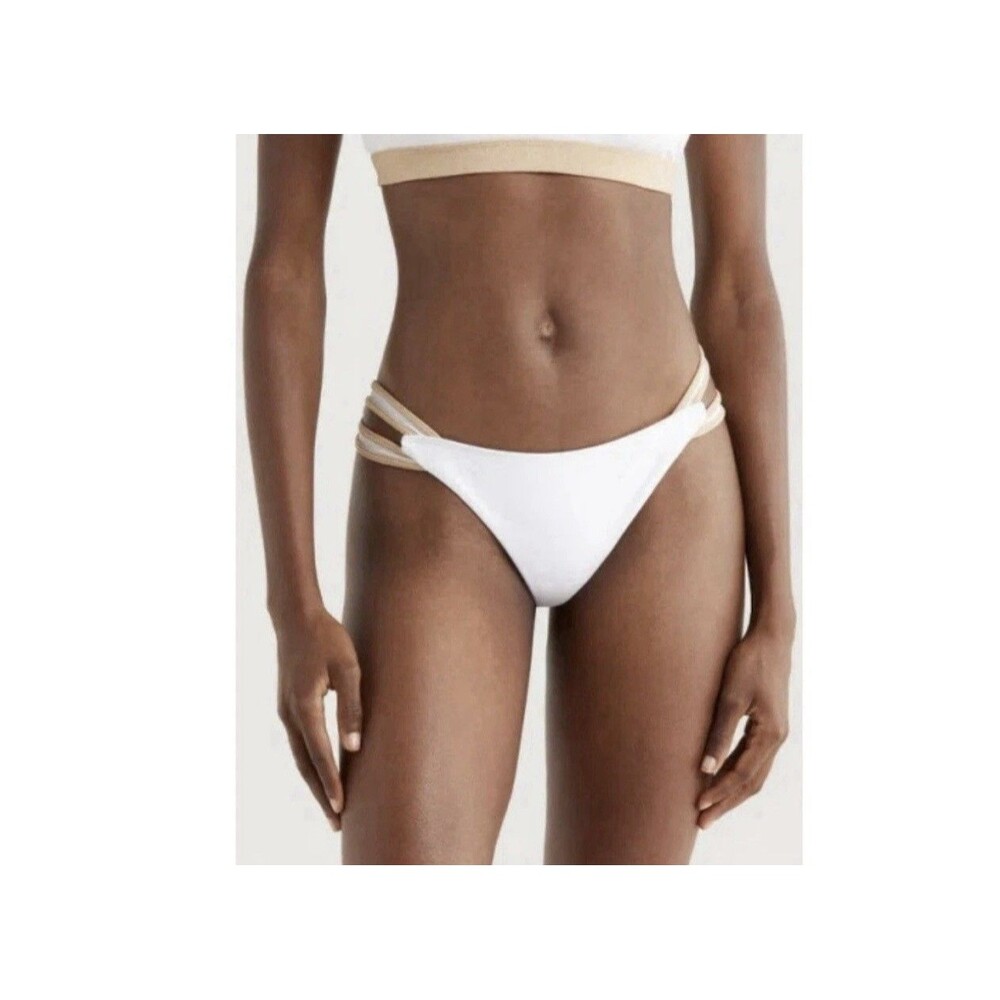 Ramy Brook Meggie White Swim Bikini Bottoms Size Medium New With $108 Tag